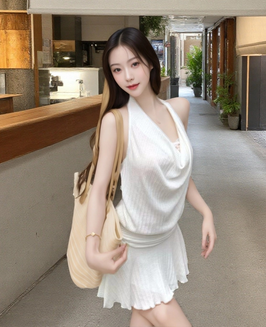 Swing Collar Halter Dress with Backless Design for Stylish Outings