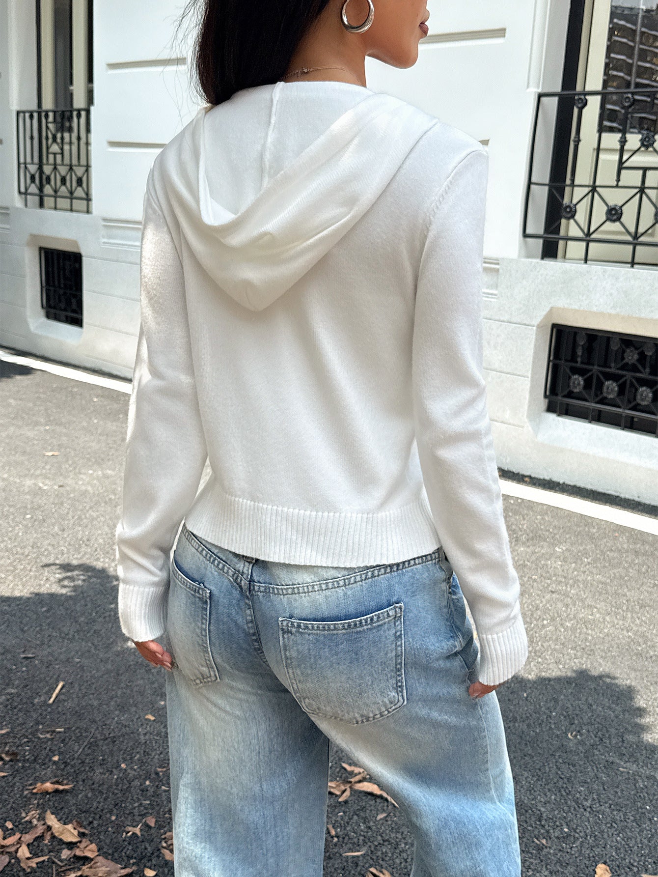 Hooded Wool Coat Sweatshirt with Long Sleeves and Comfortable Fit