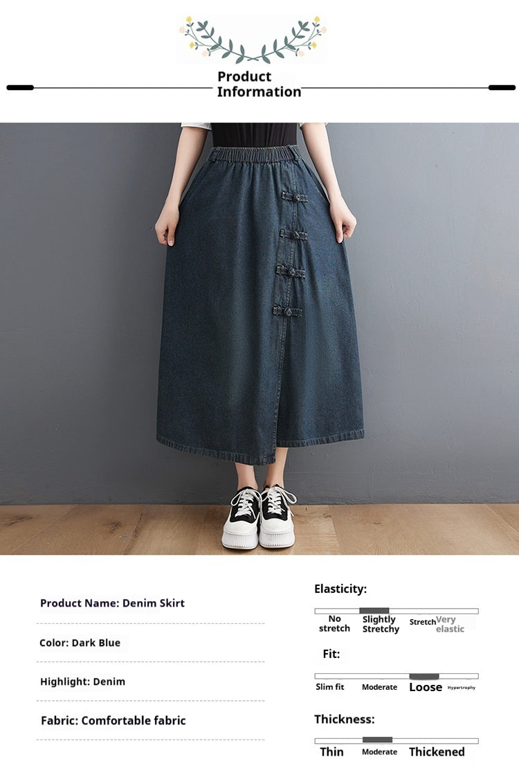 Artistic Retro Denim Skirt with Button Detail for Chic Looks