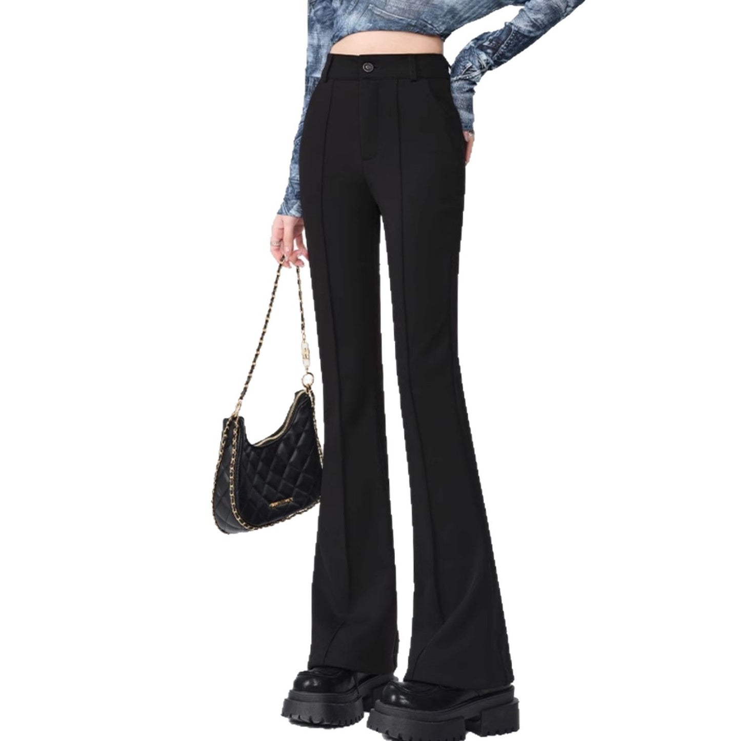 High Waist Anti-Wrinkle Slimming Flared Pants for Effortless Style