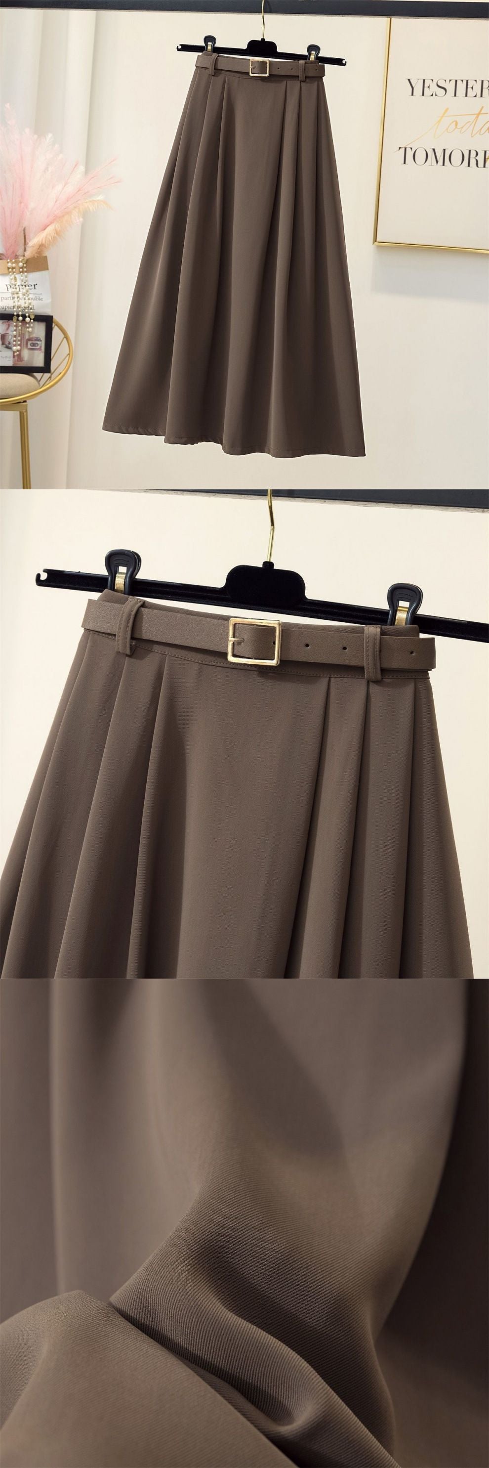 High Waist Drooping Large Skirt with Elastic Waist for Comfort