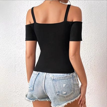 Short Chic Sports Top with Solid Color Design for Hot Girls