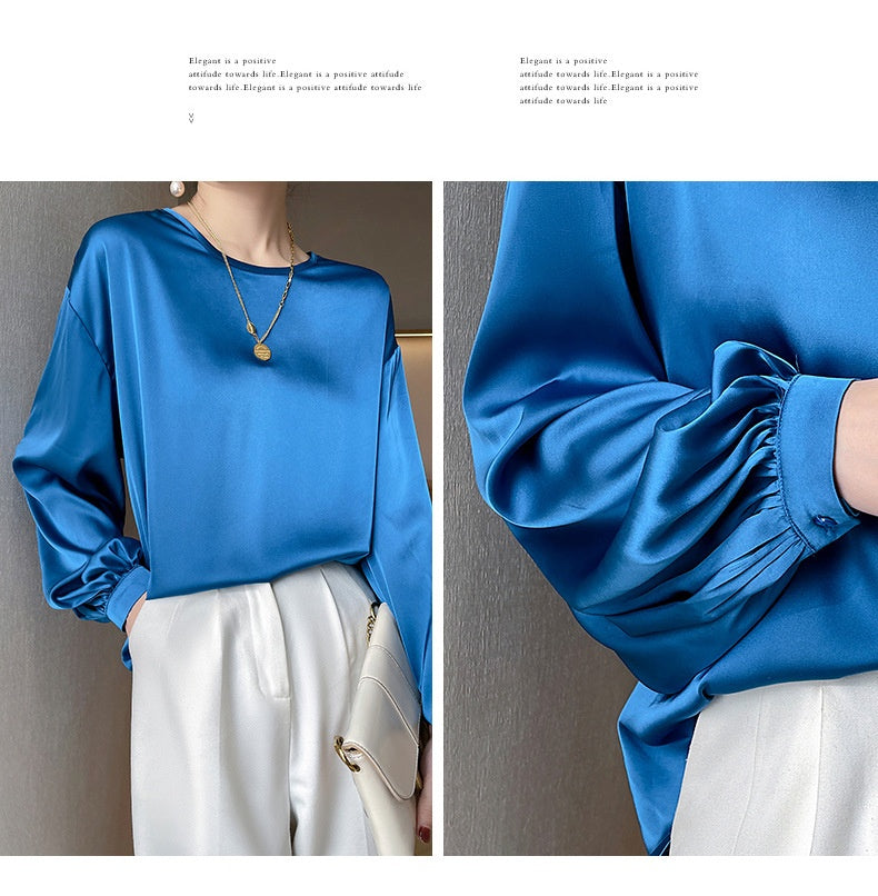 High-grade Round Neck Pullover T-shirt with Long Sleeves