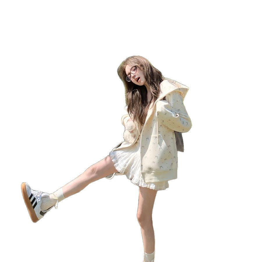 Floral Hooded Cardigan with Cozy Fleece Padded Design