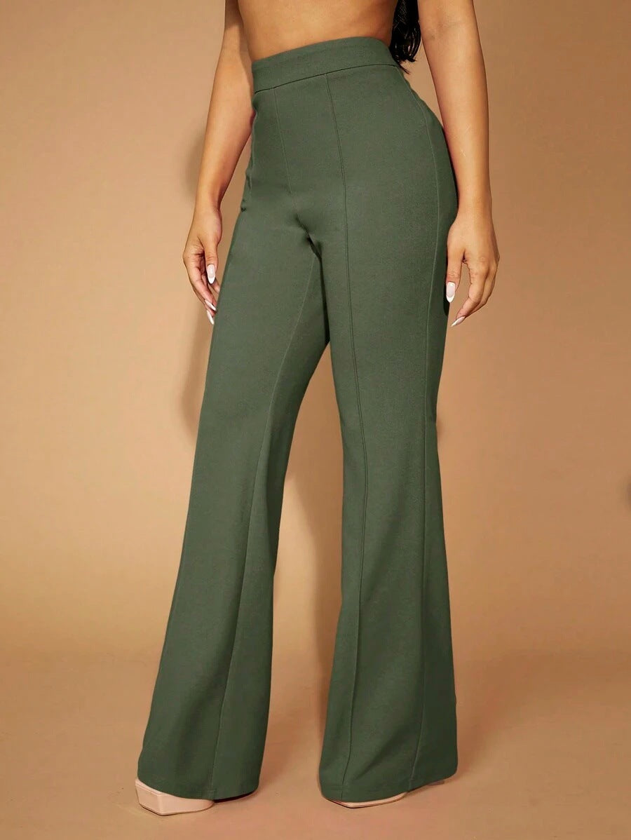 High Waist Casual Business Trousers with Pocket Design