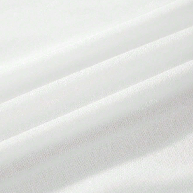 Round Neck Polyester Short-Sleeved Top with Bow Print Design