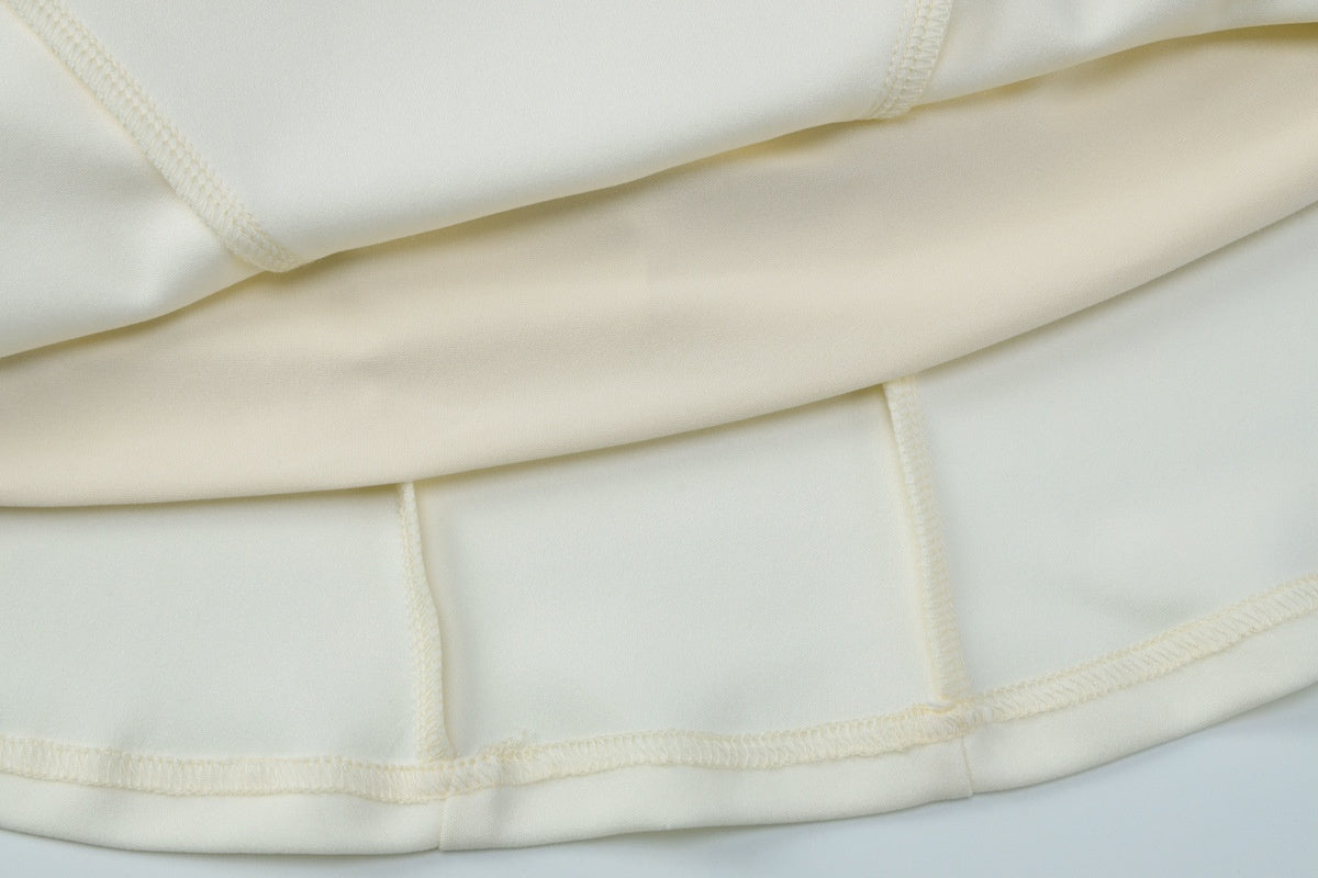 Beaded Slim-fit Pleated Dress with Back Zipper Closure