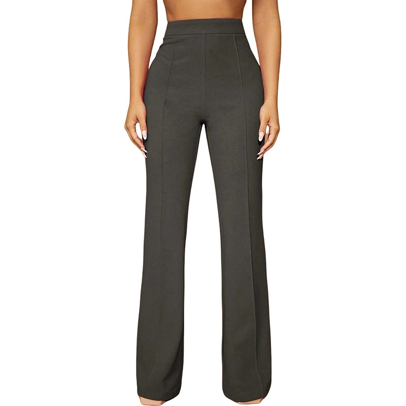 High Waist Casual Business Trousers with Pocket Design
