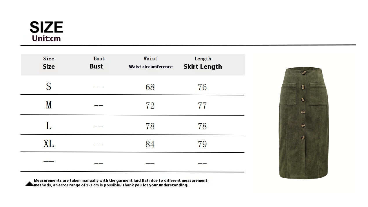 Mid-Length Skirt with Elastic Waist and Patch Pocket Design