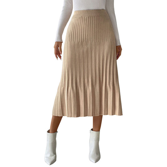 Slim Fit Pleated Skirt with High Elasticity for Effortless Style