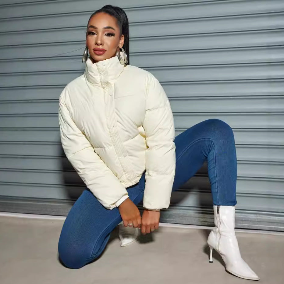 Short Thickened Turn-down Collar Coat with Stylish Street Fashion Design