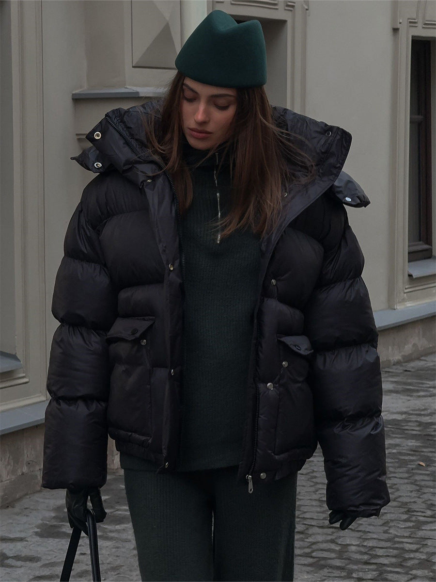 Cottonpadded Overcoat Jacket with Square Pockets for Ultimate Warmth