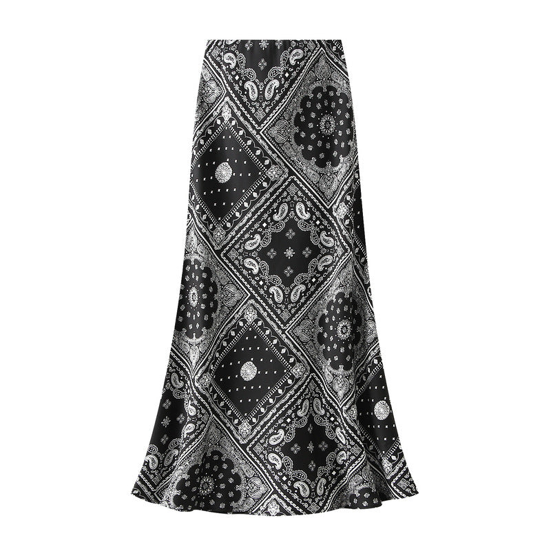 Floral Fishtail Skirt with High Waist Slimming Design