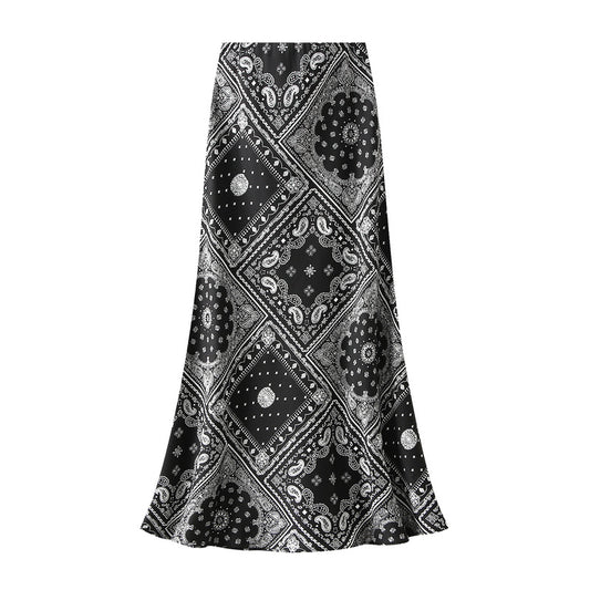 Floral Fishtail Skirt with High Waist Slimming Design