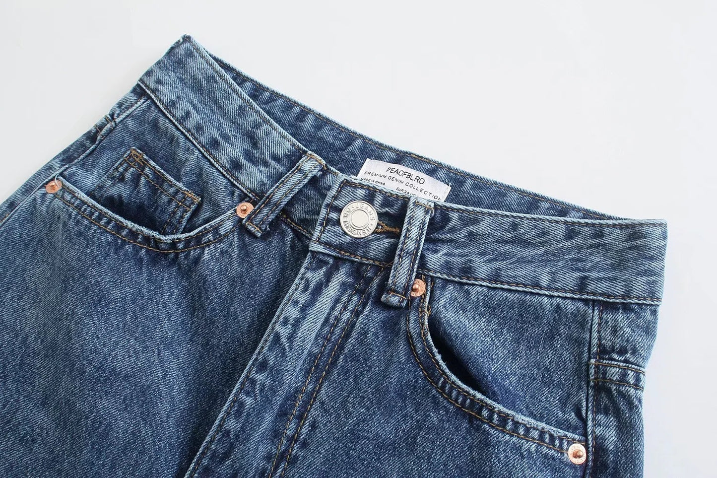 High Waist Loose Casual Denim Trousers with Straight-Leg Style