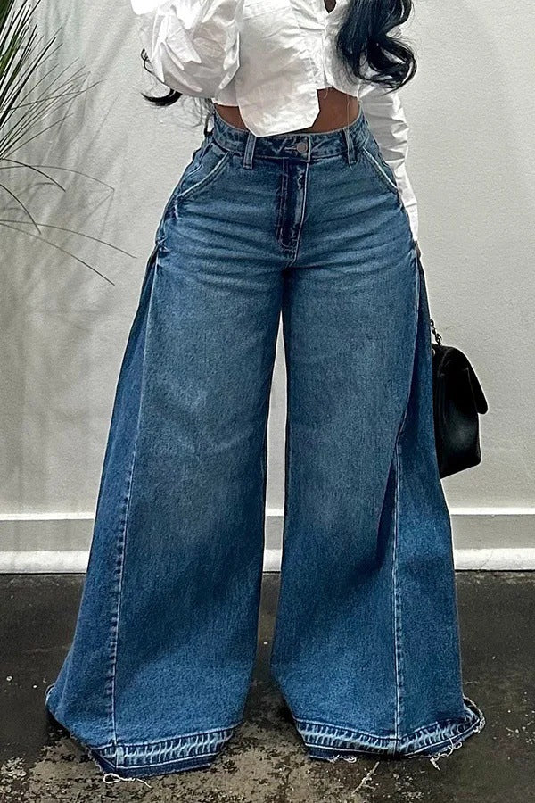 Loose Wide Leg Jeans with Tassel Details for a Unique Style Statement