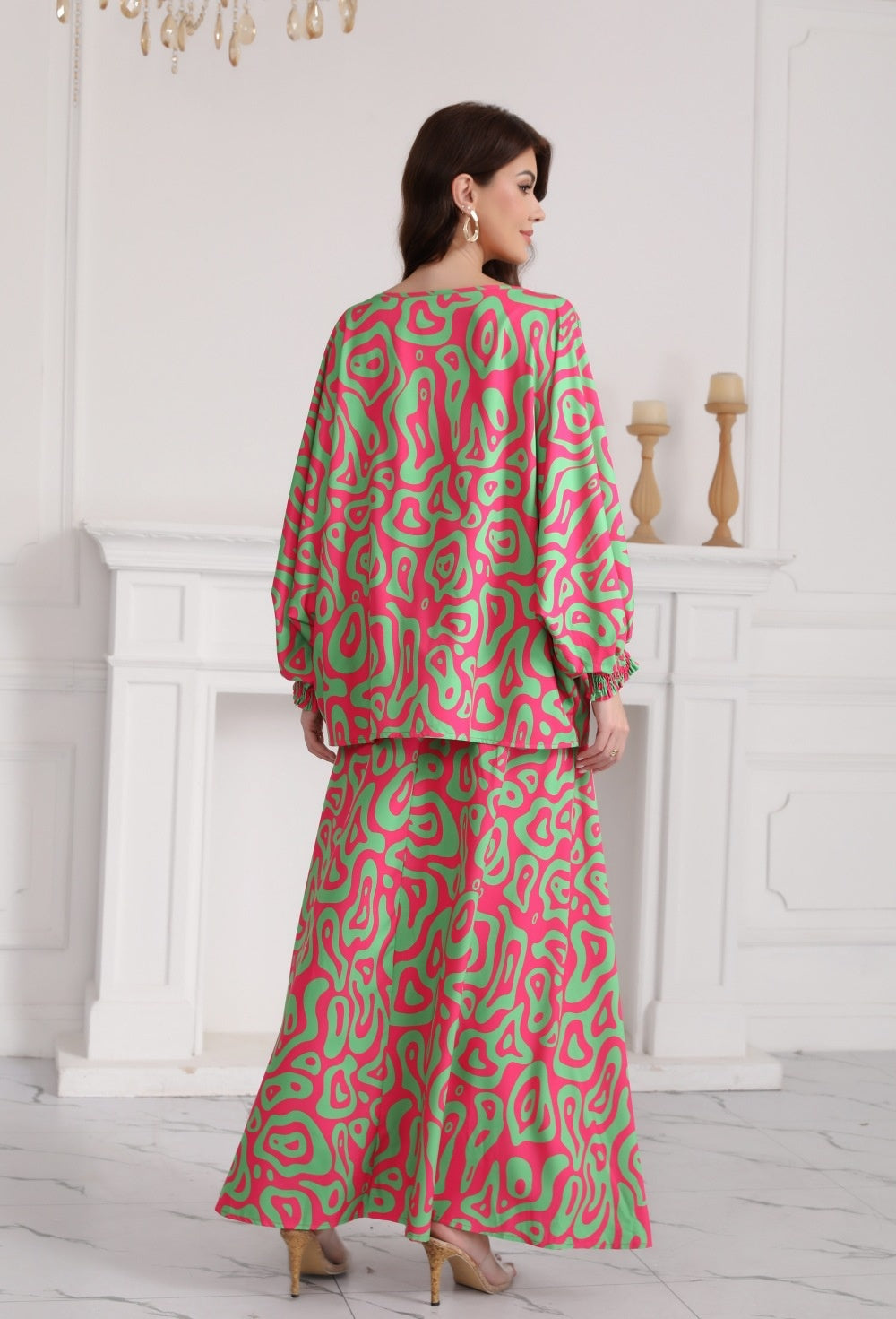 Plus Size Printed Skirt with Geometric Pattern for Casual Style