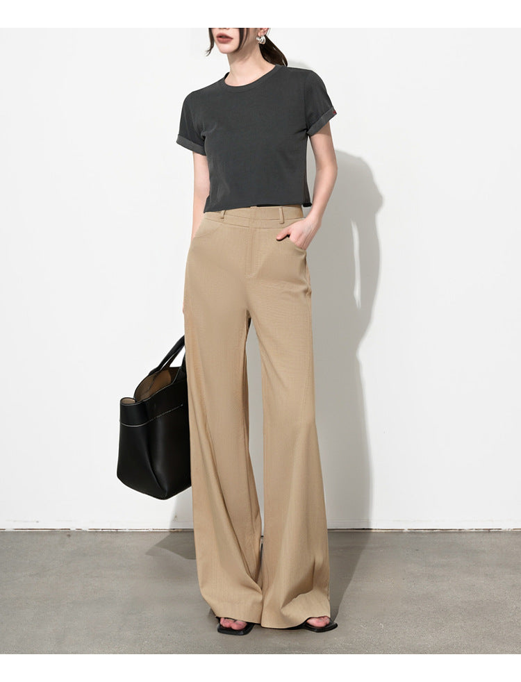 Wide Leg Pants with Draping Effect for Effortless Style and Comfort