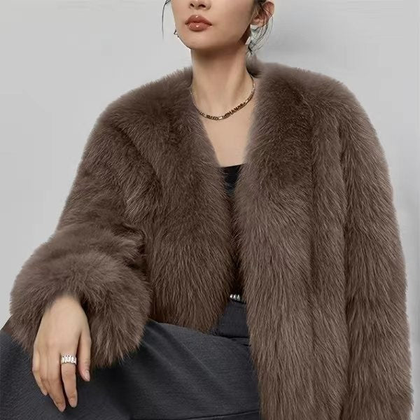 Artificial Fur Coat with Trendy Pocket Design for Stylish Outfits