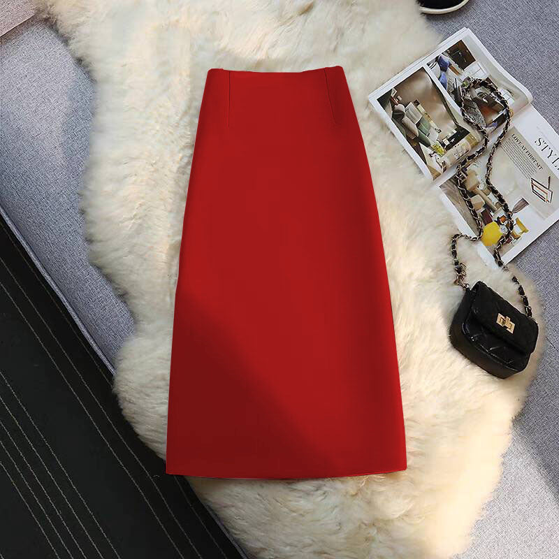 Mid-length Straight Skirt with Draping Effect for Effortless Style