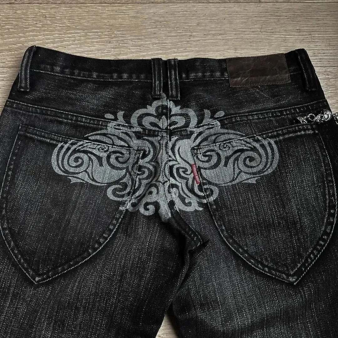 Embroidered Jeans with Unique 3D Design Bootcut Trousers