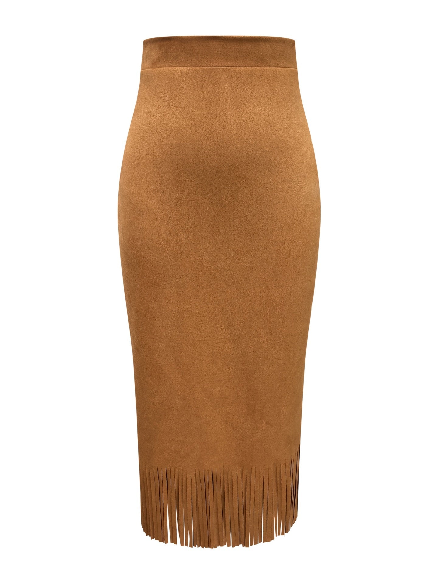 Suede Skirt with Tassel Detail for a Chic Mid-Length Look
