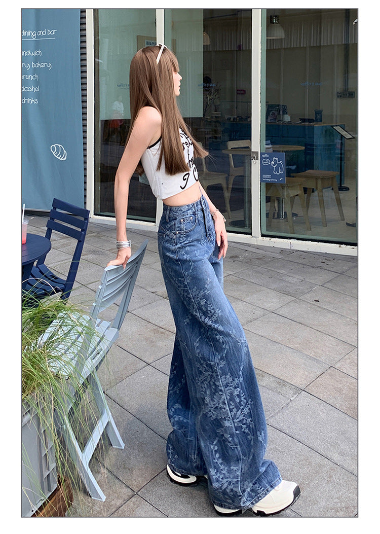 Loose Wide-leg Jeans with Comfortable Denim Fabric for Everyday Wear