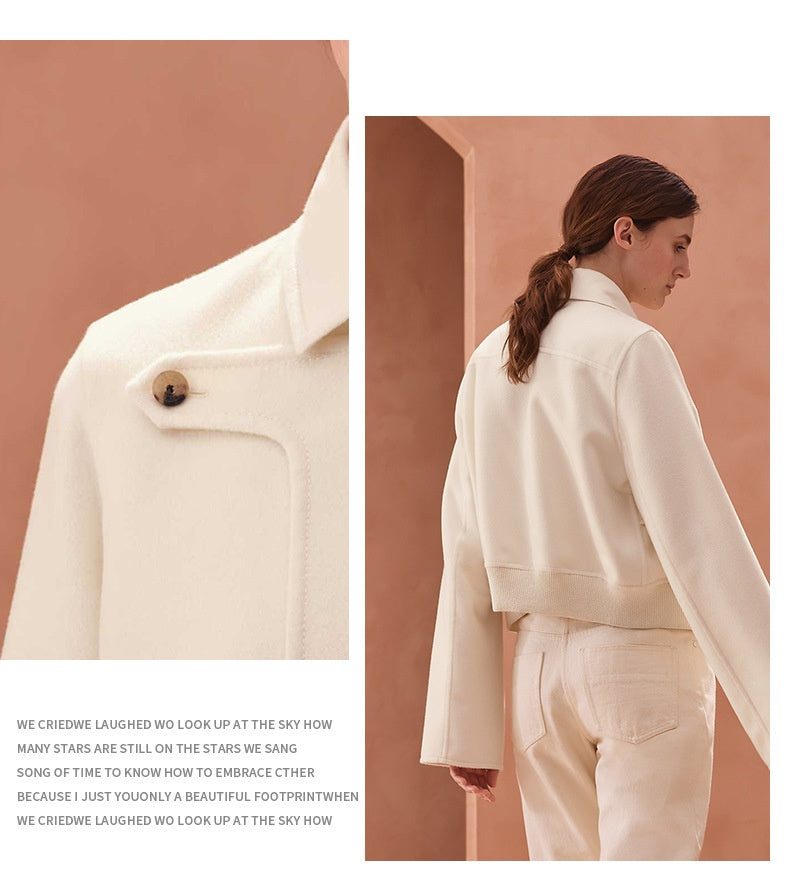 Retro Short Genuine Leather Jacket with Stylish Button Detail