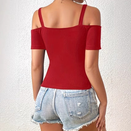 Short Chic Sports Top with Solid Color Design for Hot Girls