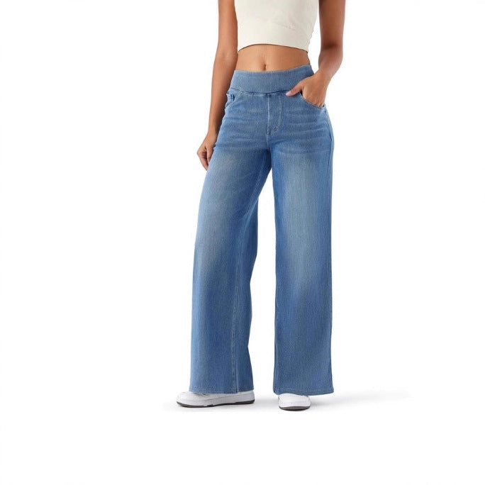 Straight Denim Trousers with High Elasticity and Trendy Style