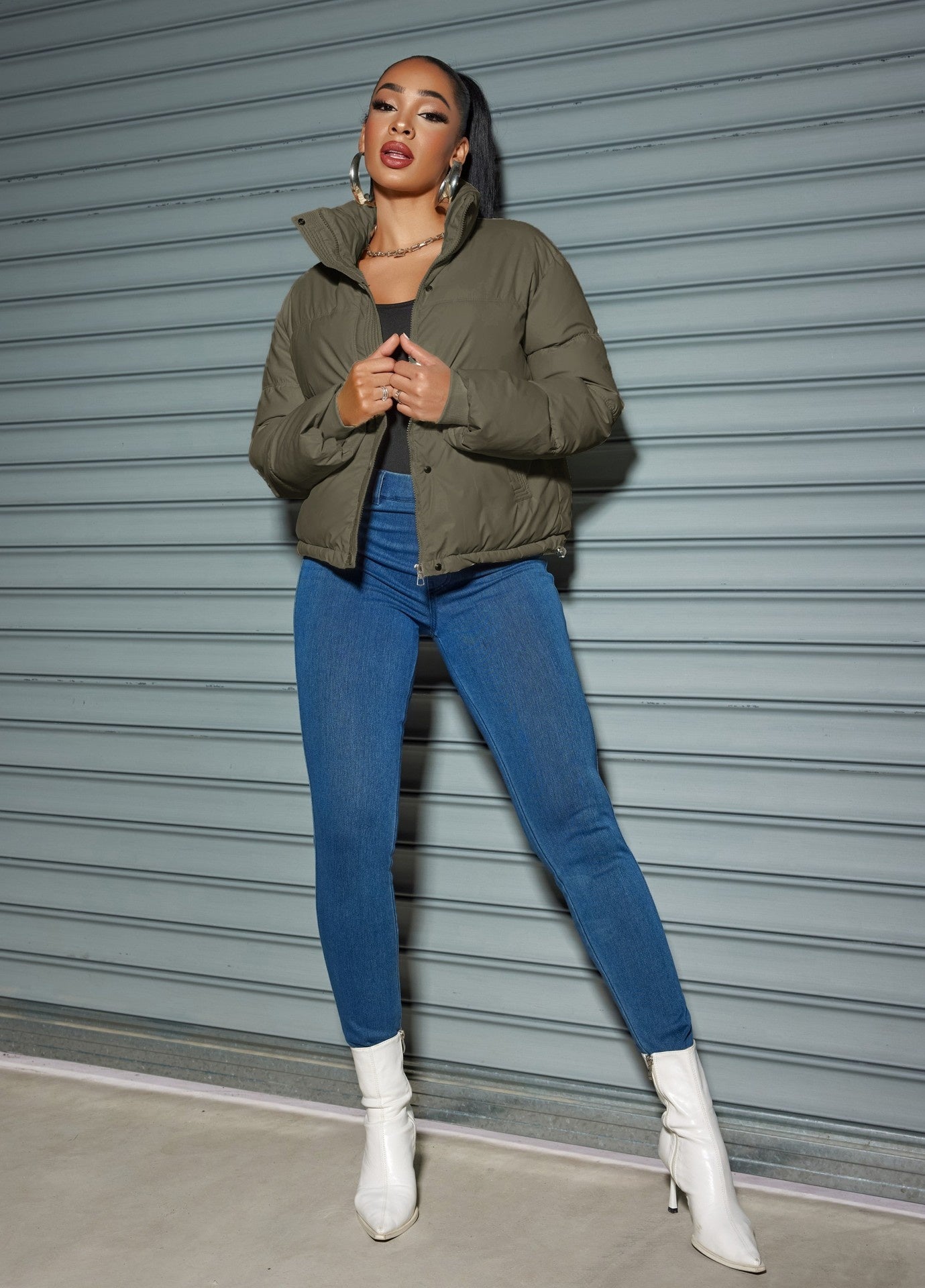 Short Thickened Turn-down Collar Coat with Stylish Street Fashion Design