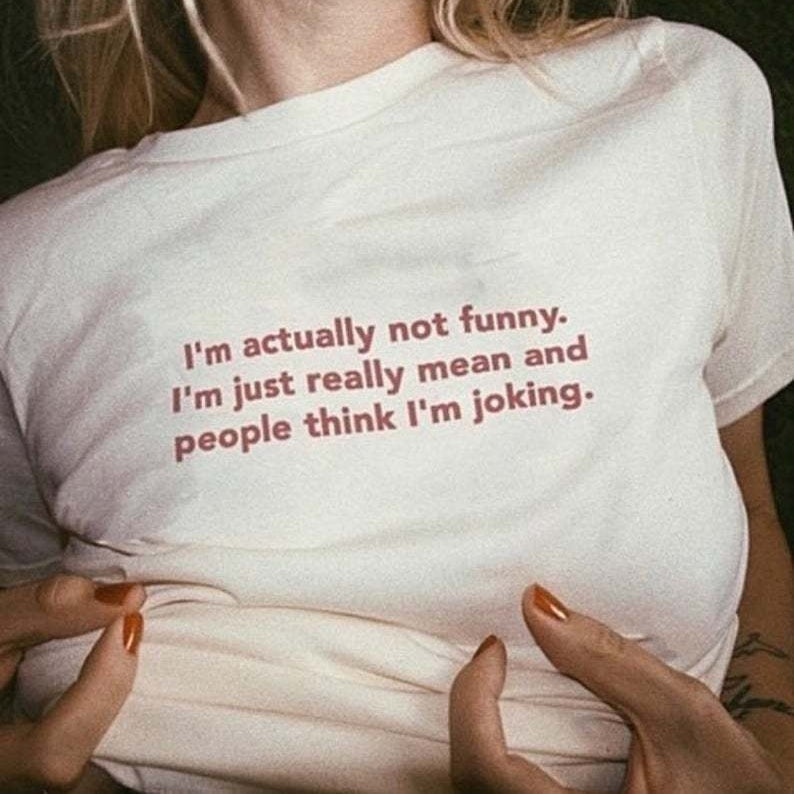 Cotton American Street Font Print Retro Loose Short Sleeve Top