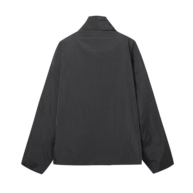 Double-breasted Kimono Coat with Casual Style and Lace-up Details