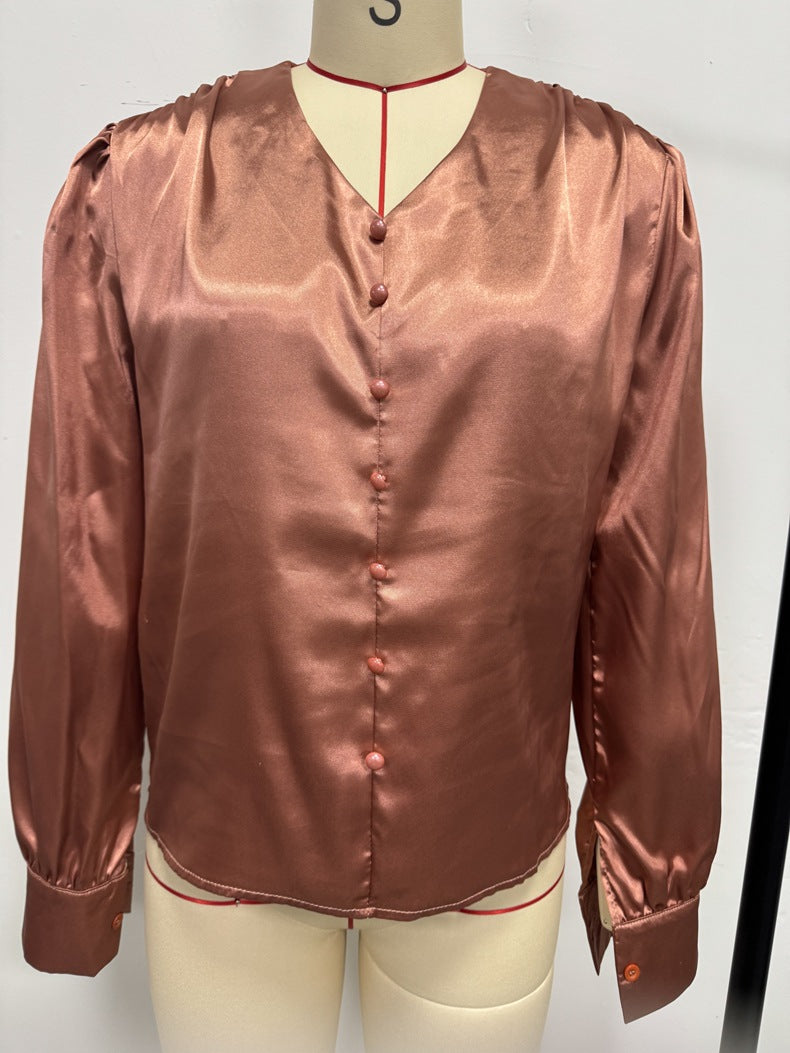 Satin Top with Button Detail for Effortless Style and Comfort