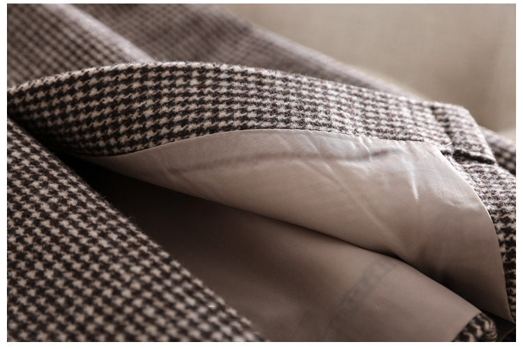 Houndstooth Skirt with High Waist Design for Effortless Style