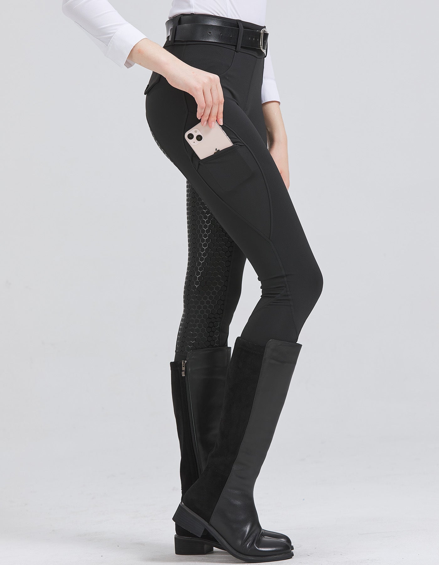 Stretch High-Waist Quick-Drying Pants with Stylish Honeycomb Patterns