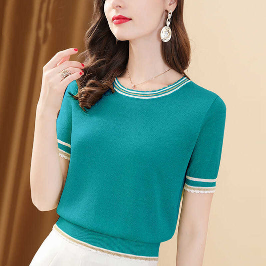 Ice Silk Short-Sleeved T-shirt with All-Match Style Options