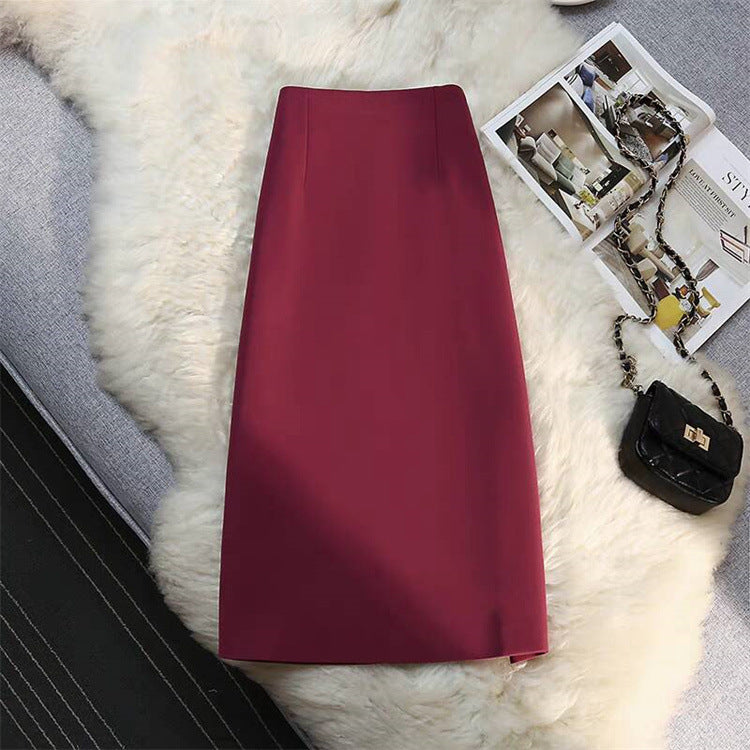 Mid-length Straight Skirt with Draping Effect for Effortless Style