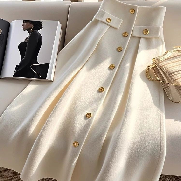 High Waist Slimming Draping Dress with Embroidery Detail