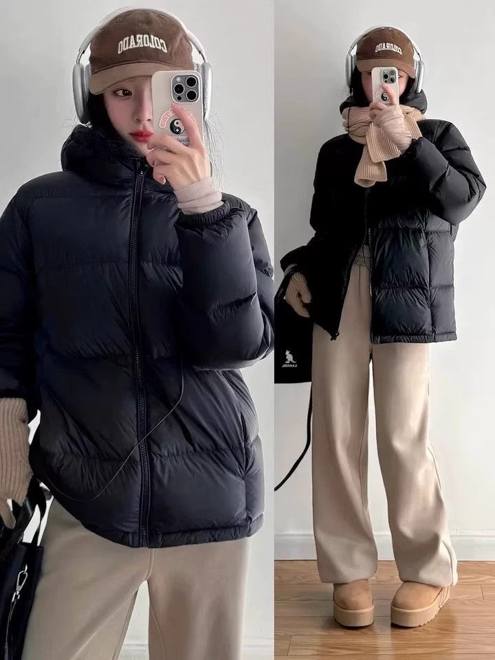 Down Cotton-padded Jacket with Hood for Ultimate Warmth and Comfort