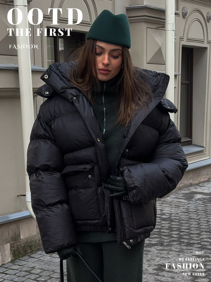 Cottonpadded Overcoat Jacket with Square Pockets for Ultimate Warmth