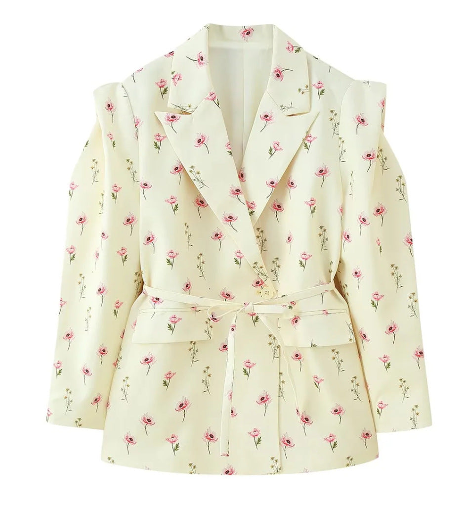 Padded Shoulder Blazer with Lace-up Waist Control for a Flattering Fit