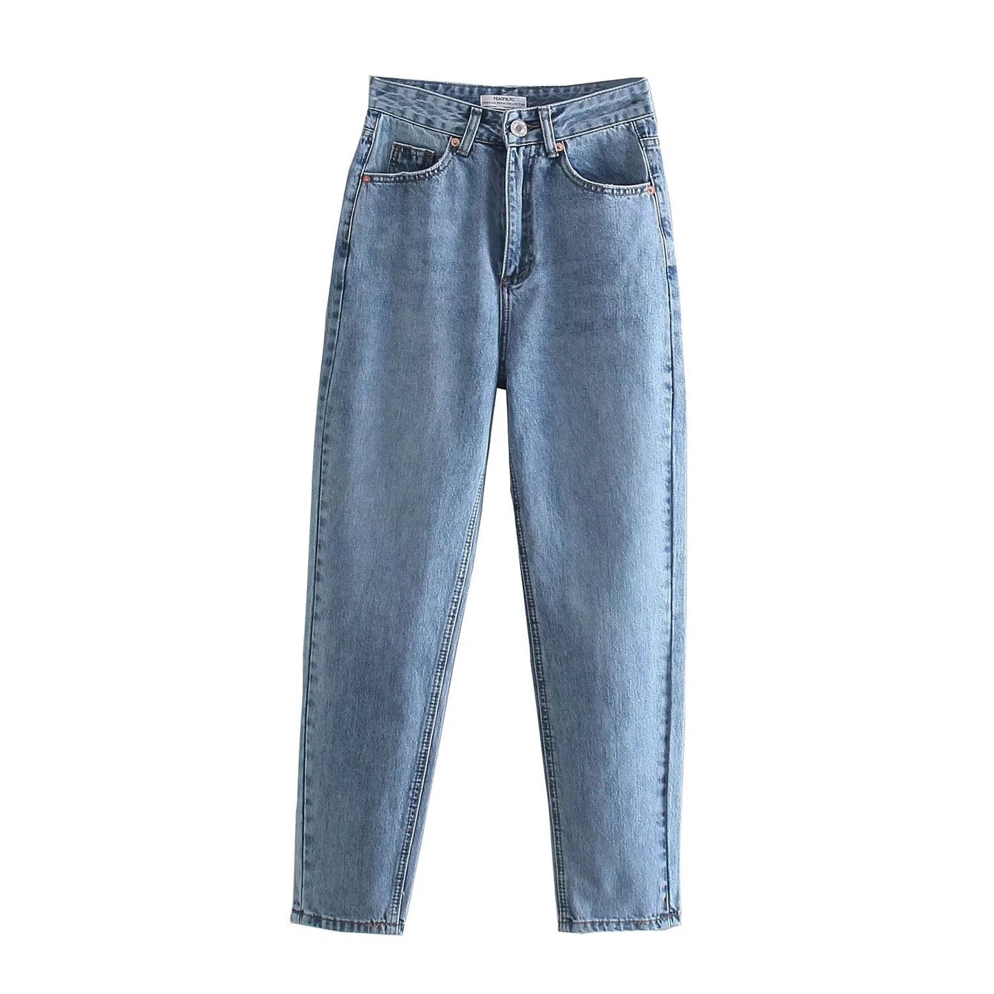 High Waist Loose Casual Denim Trousers with Straight-Leg Style