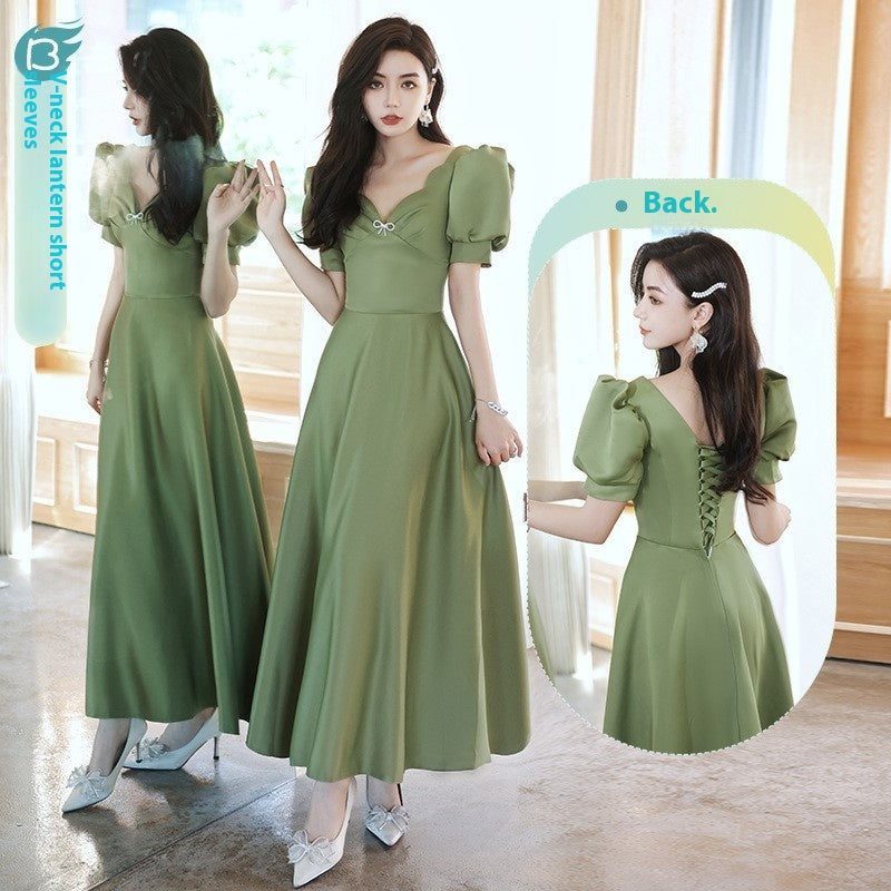 Avocado Green Satin Bridesmaid Dress for Spring Events