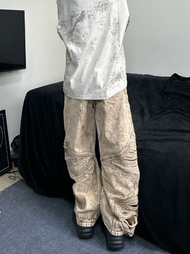 Loose Versatile American Floor Bending Knife Pants with High Waist