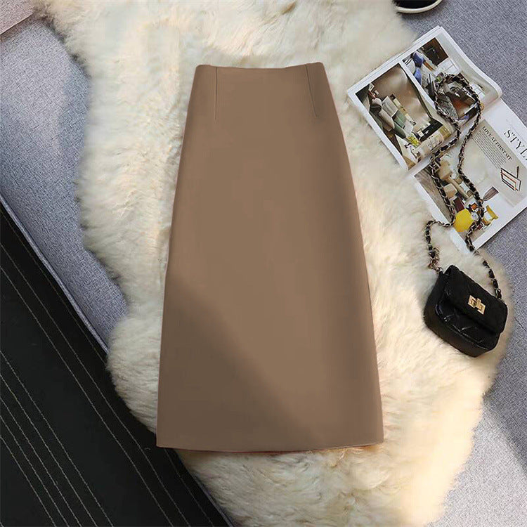 Mid-length Straight Skirt with Draping Effect for Effortless Style