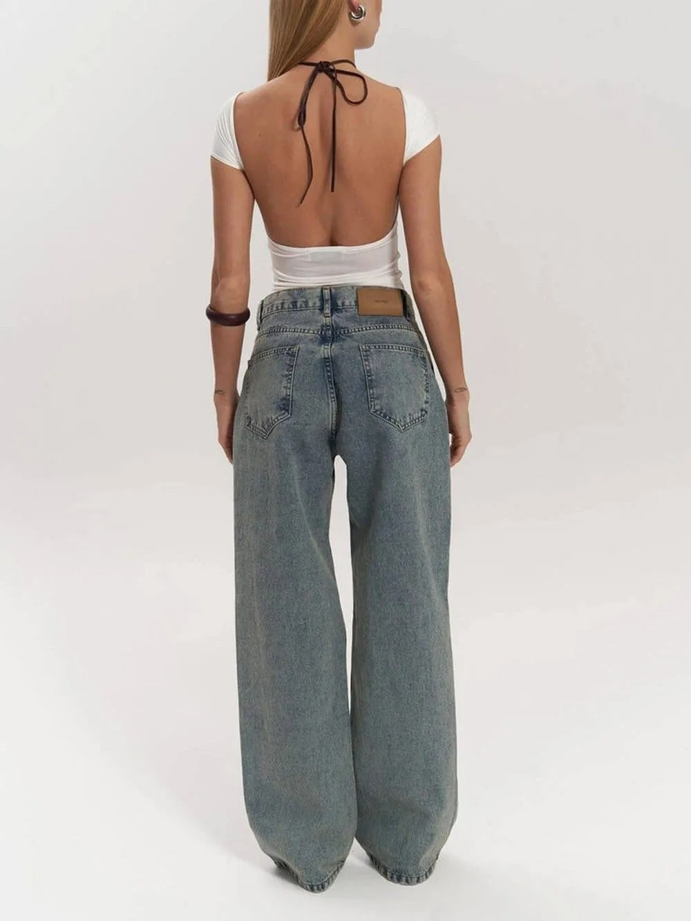 Retro Straight-leg Jeans with Unique Hollow Texture Design