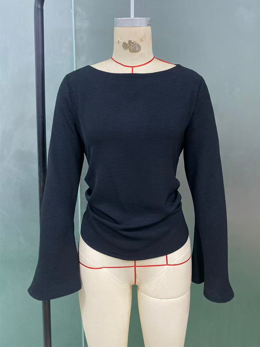 Flared Long Sleeve Pullover with Slim Fit and Stylish Style