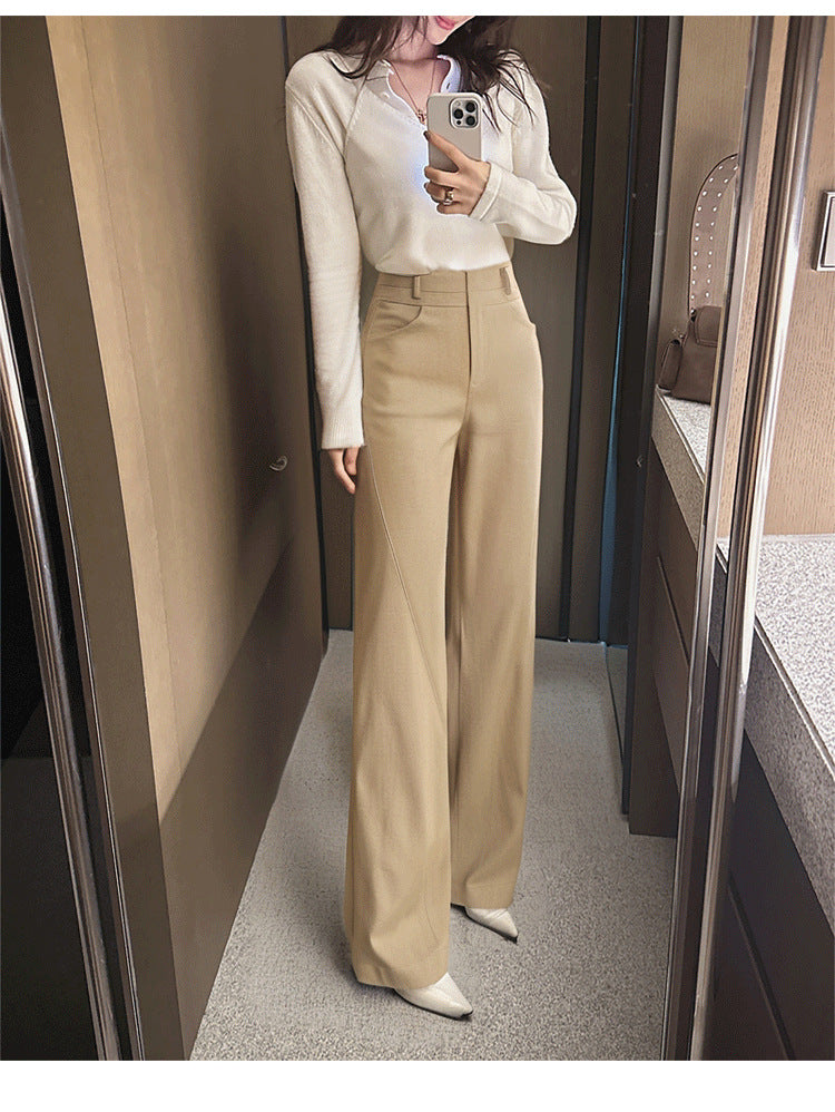Wide Leg Pants with Draping Effect for Effortless Style and Comfort