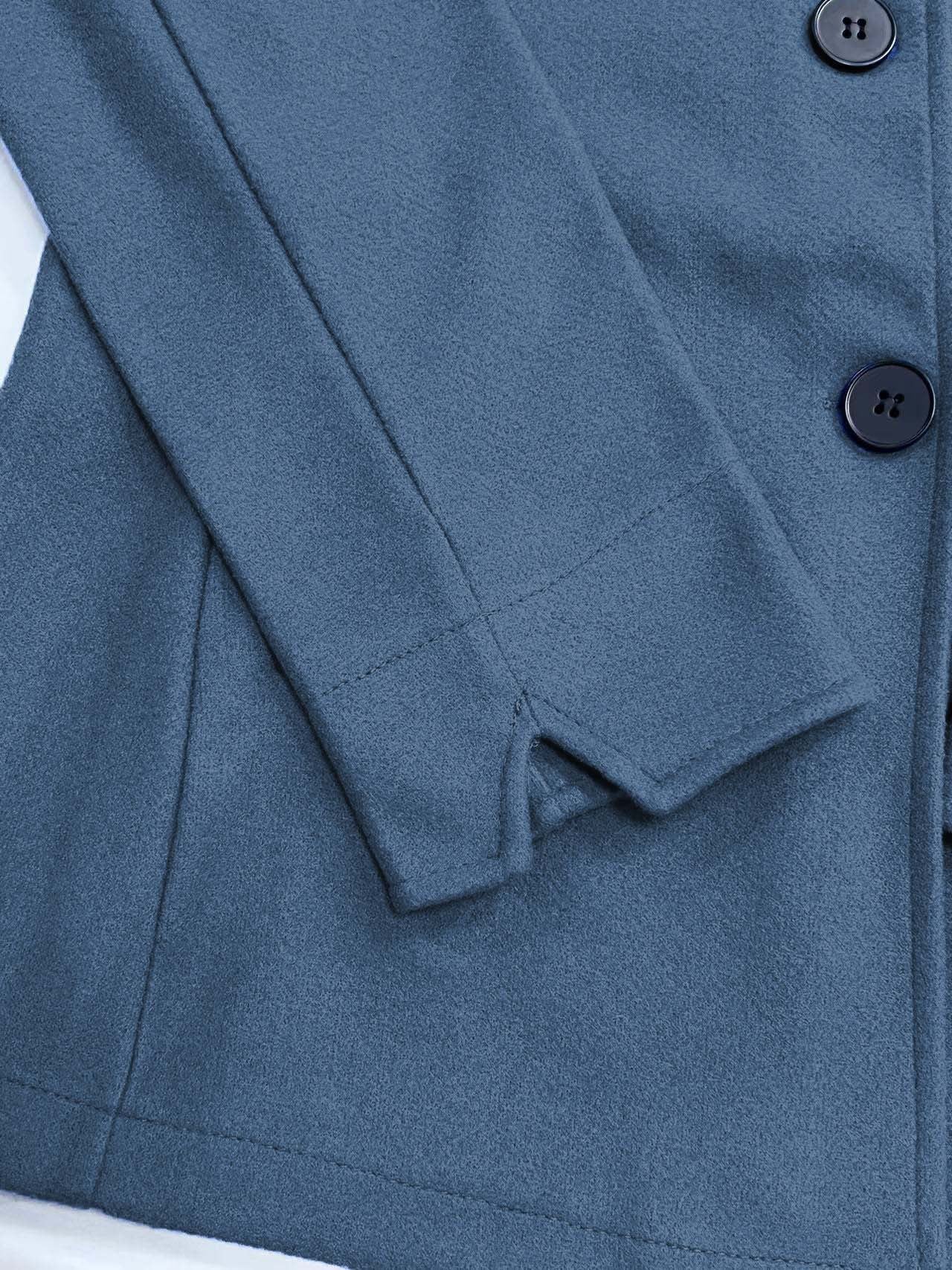 Minimalist Long Sleeve Lapel Button Slim-fit Woolen Coat